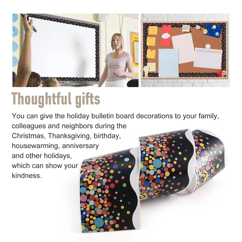 

AED7-Border Trim Bulletin Borders Stickers 65 Ft Back-To-School Decoration Borders For Bulletin Board/Black Board Trim
