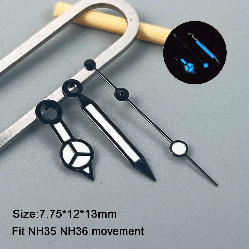 NH35 Wijzers Rose Goud Zilver Goud Horloge Wijzers Voor NH35/NH36/4R/7S Beweging Horloges Pointers blauw Lichtgevend