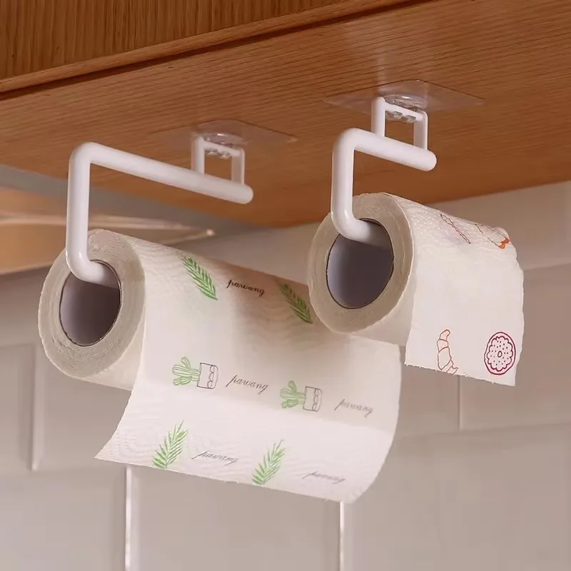 1/2pcs Punch-free Kitchen Paper Towel Rack Toilet Paper Roll Rack Hanger Wall-mounted Towel Bar Kitchen Bathroom Accessories