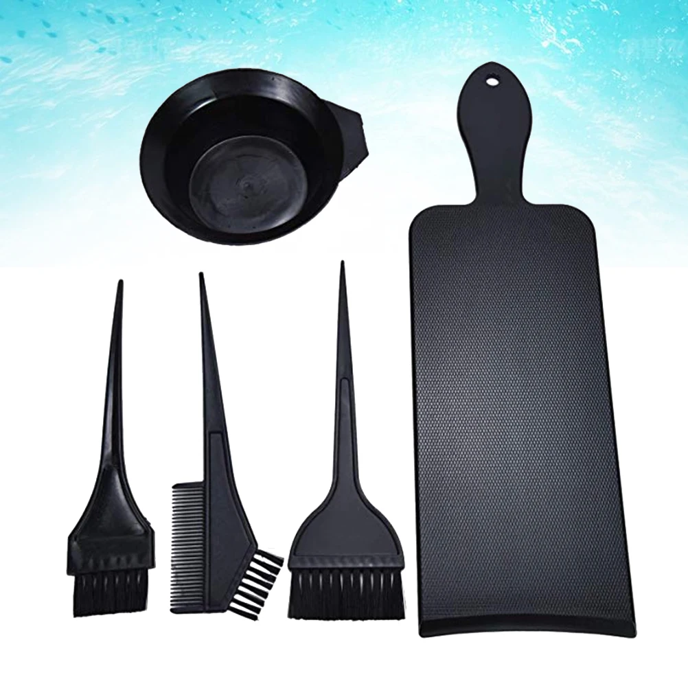 

5Pcs Hair Dye Set Salon Home Use No Mess Dyeing Brushes Mixing Bowl Coloring Board Diy Accessories
