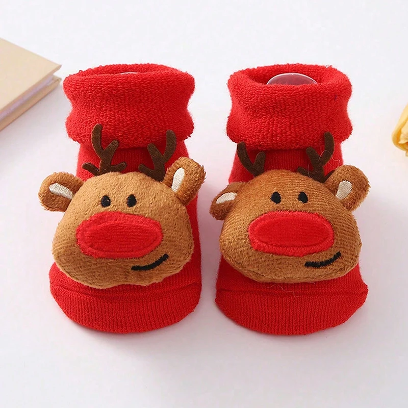 Kids Christmas Socks For 0-12Months Children\'s Short Socks Girls Boys Winter Warm Cotton Toddler New Year Gift Santa Claus Socks