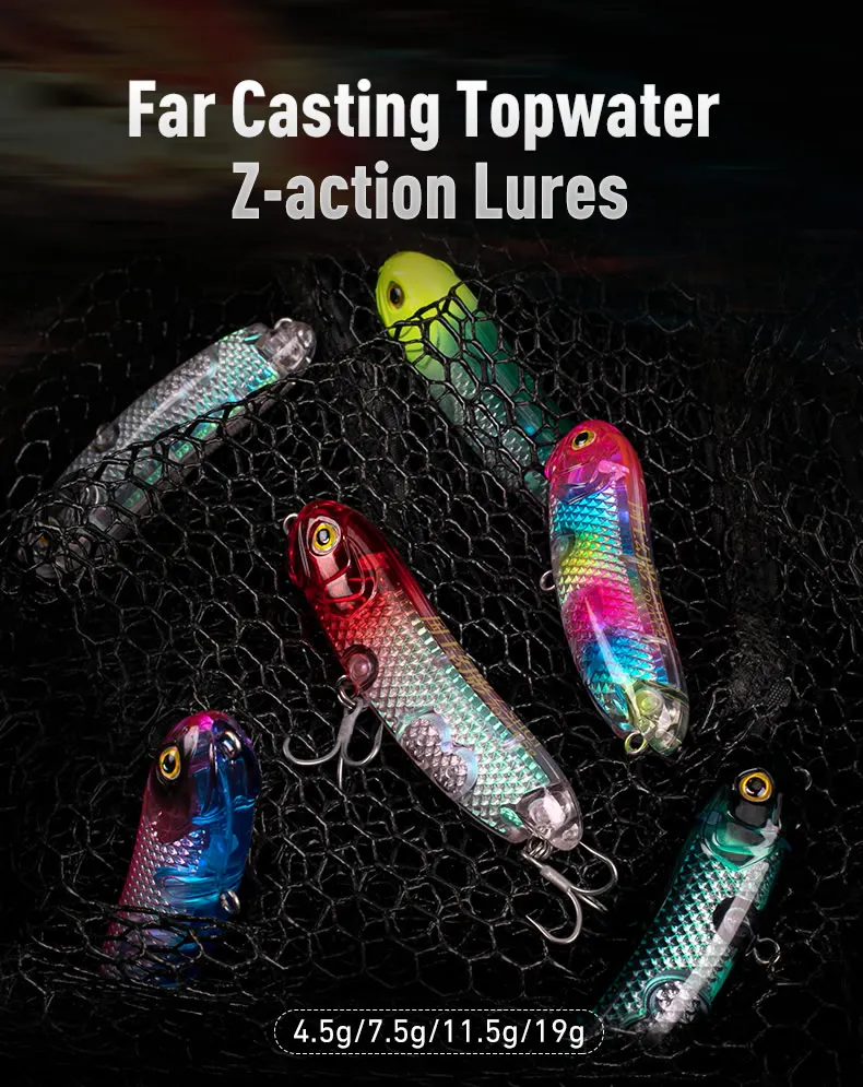 Kingdom Topwater Angelköder 4,5g 7,5g 11,5g 19g Schwimmender Pencil-Köder 3D Hologramm Z-Dog Weitwurf-Hardbaits Oberflächenköder – Detail 1
