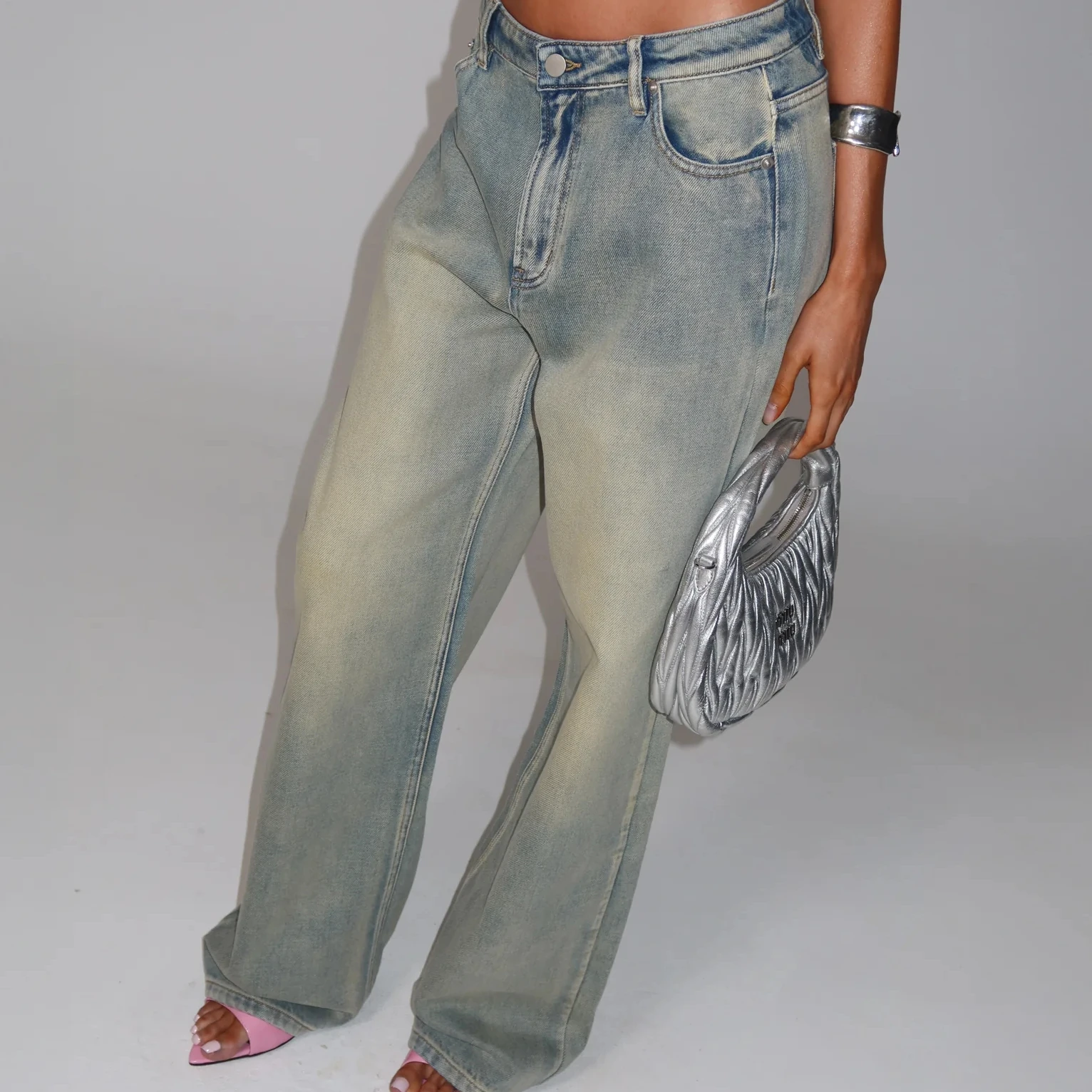 Y2K Streetwear papillon femmes imprimé jean mode décontracté basique Patchwork pantalon ample