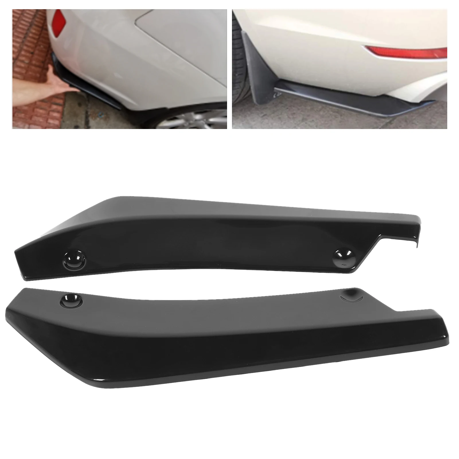 

2 шт., задний бампер, диффузор, спойлер, защита от царапин, глянцевый черный, универсальный для автомобиля