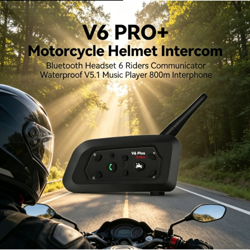 Intercom Headset Helmet - 2026 NEW Wireless V6 PRO+ Motorcycle