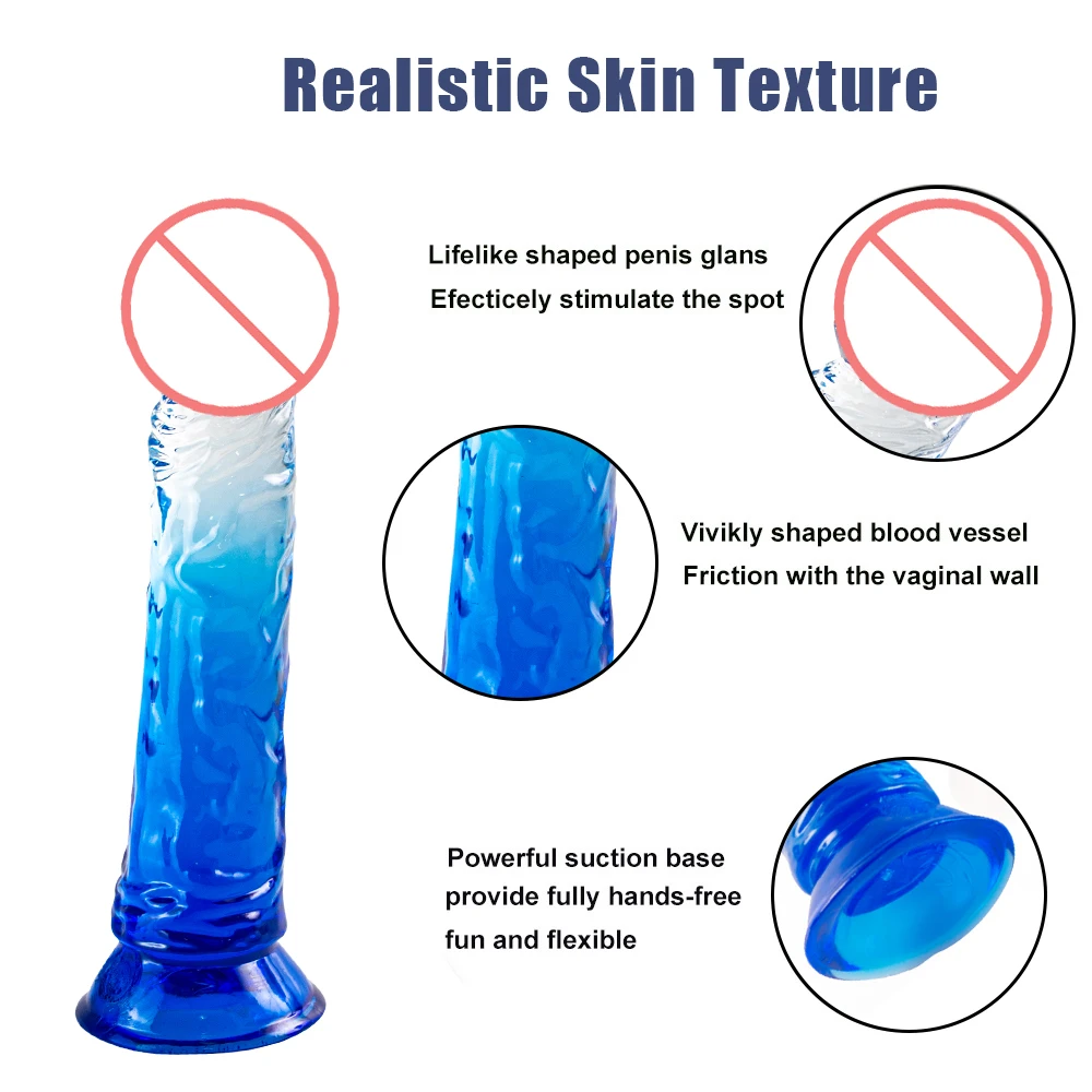 Consoladores enormes de gelatina realista para mujeres adultas, vibrador de silicona 18, consolador con ventosa de cristal, pene, tapón Anal,