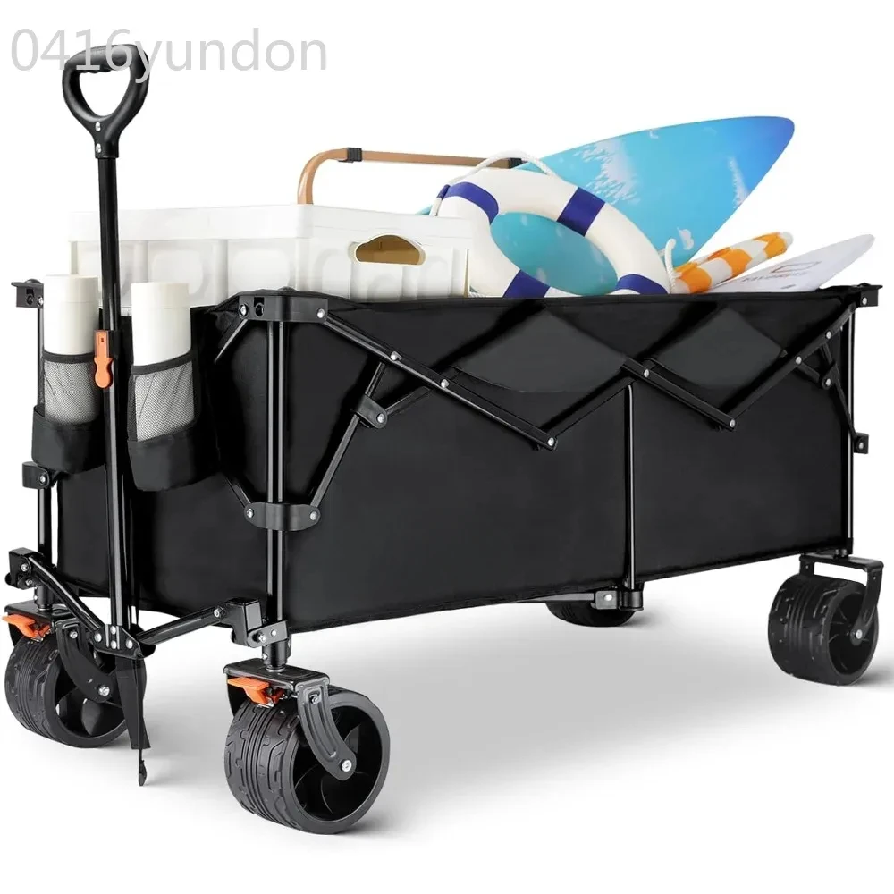 

Large Collapsible Extended Wagon Cart 300L, 440lbs Weight Capacity Heavy Duty Foldable Wagon with Big All-Terrain Beach Wheels