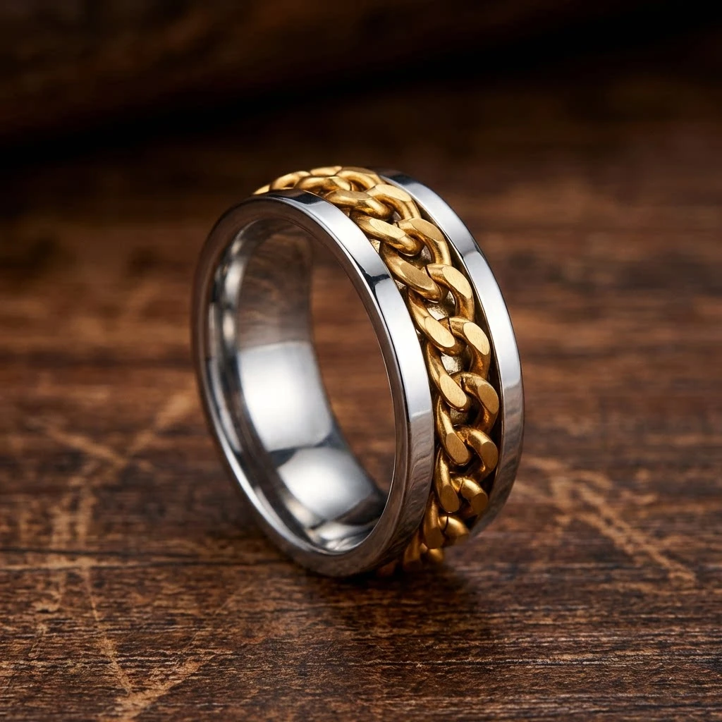 SUNFLOWERZHU Jewelry Trends Valentine Gift Men Stainless Steel Ring Punk High Quality Wedding Engagement Couple Personalized
