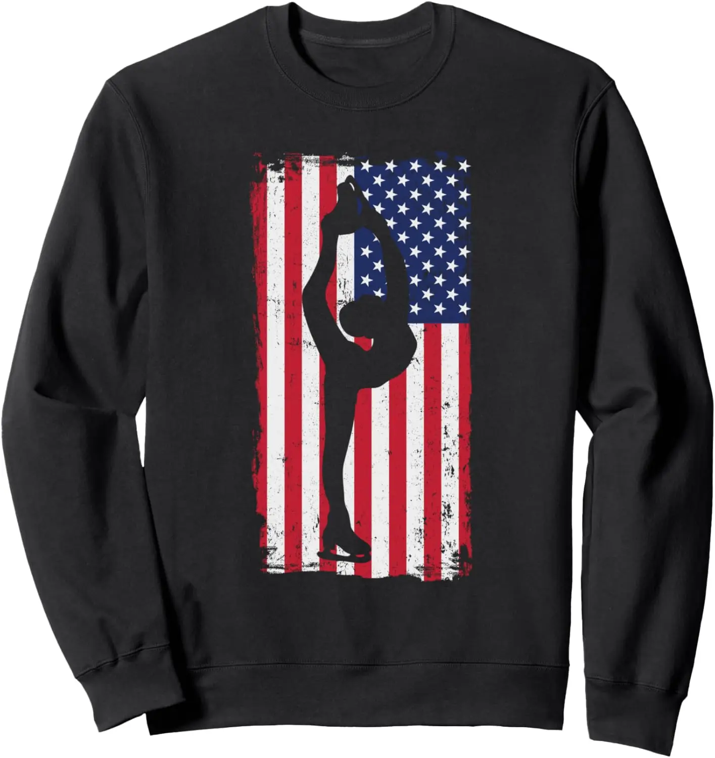 Figure Skating USA Flag Silhouette Girls Ice Skating Sweatshirt