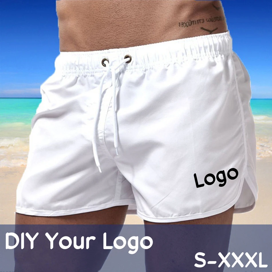 

2024 Custom Logo Printed Quick Dry Summer Men's Siwmwear Beach Board Shorts Briefs For Man Swim Trunks Swimming Shorts Beachwear