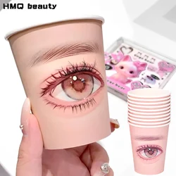 50/10pcs Eyelash Practice Paper Cup Eyelash Extension Training Supplies For Beginners Training Grafting Eyelash Eye Model Cups