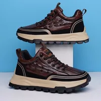 Chaussures en cuir pour hommes de haute qualité, tendance rétro, nouvelles chaussures en cuir pour hommes 2025, baskets de plateforme pour l'extérieur, chaussures de course, chaussures décontractées. 5
