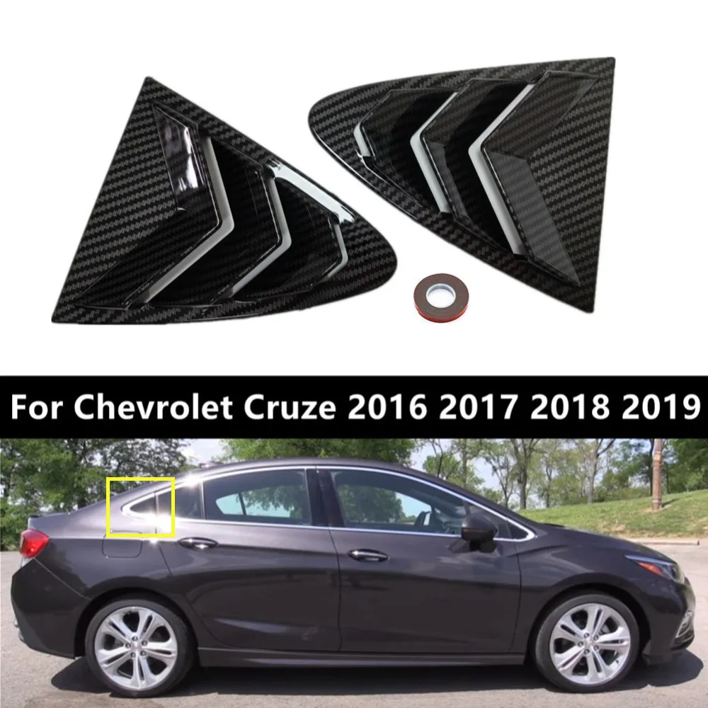 Para chevrolet cruze 2016 2017-2019 abs plástico janela traseira quarto persiana colher capa lateral ventilação guarnição acessórios adesivos do carro