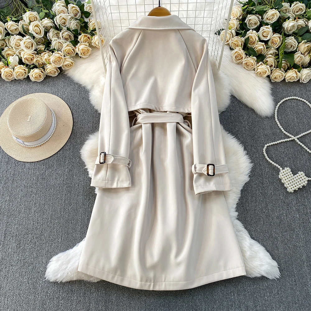 TWOTWINSTYLE النمط البريطاني الصلبة واحدة الصدر جاكيتات للنساء التلبيب كم طويل الخريف معطف غير رسمي أنثى موضة KJA549852 #5