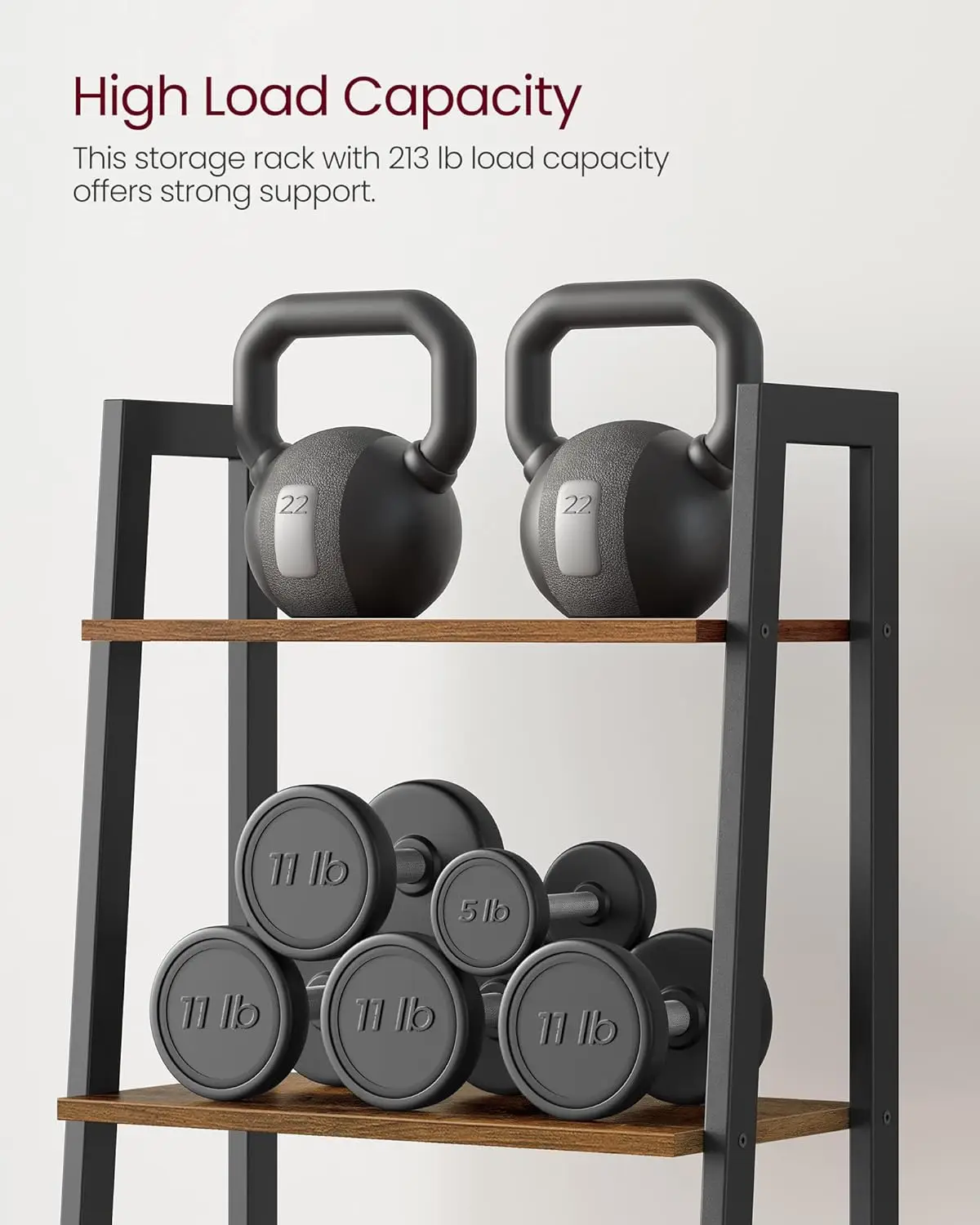 XMSJ Ladder Shelf, 4-Tier Bookshelf, Storage Rack, Bookcase With Steel Frame, For Living Room, Home Office, Kitchen, Bedroom,