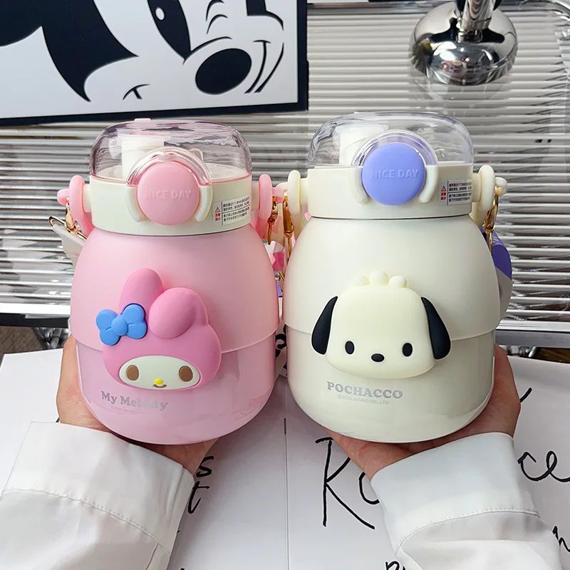 880ml Sanrio Thermos Cup Cute Kuromi Cinnamoroll Mymelody Cup Cartoon 316 Stainless Steel Capacity Insulated Bottle Gift