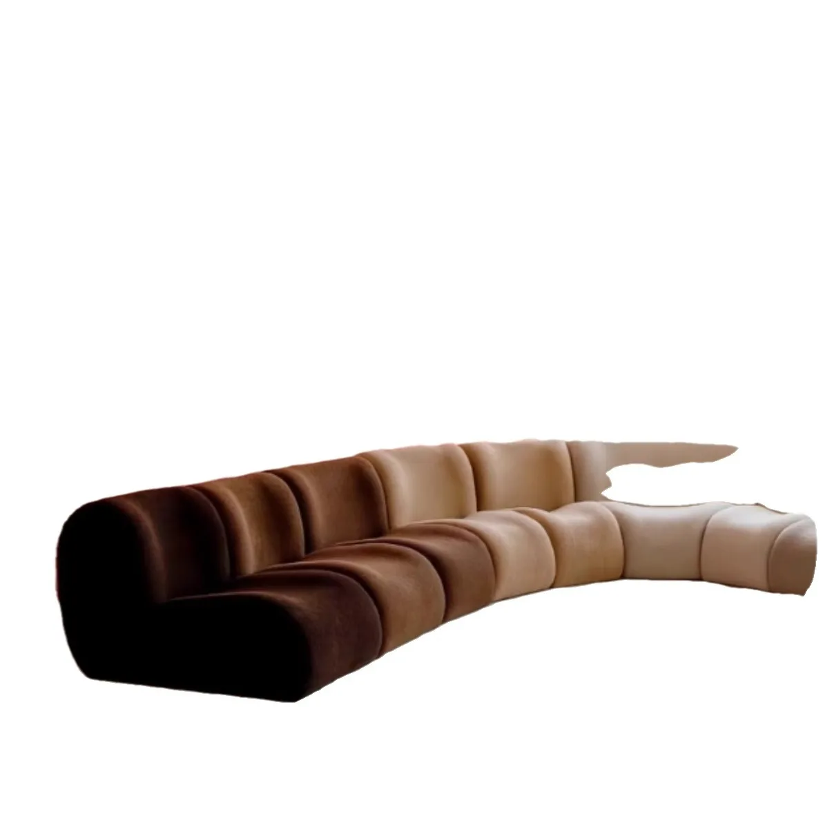 

Light luxury curved fabric design of Italian minimalist water corrugated sofa