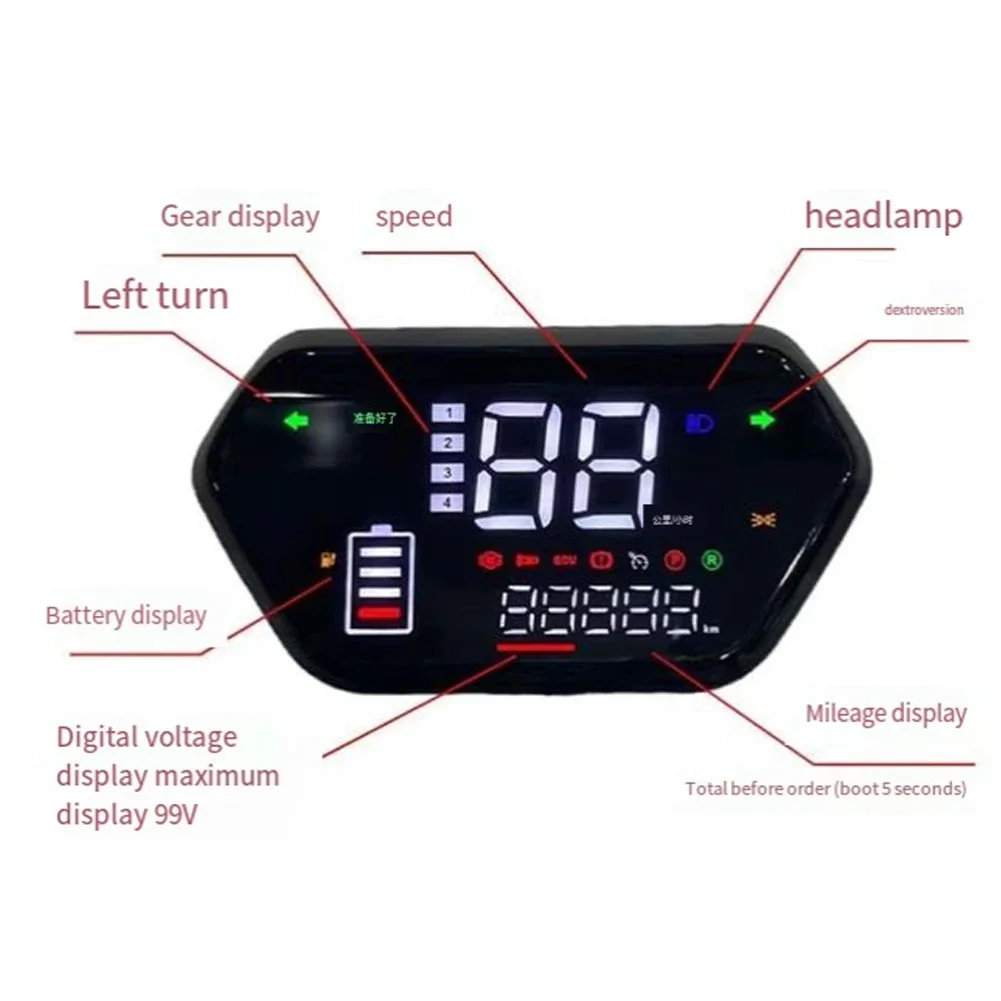 48V/60V/72V Ebike LCD Display Meter Control Panel Speedmeter Screen For EBike Electric Scooter Motor Display