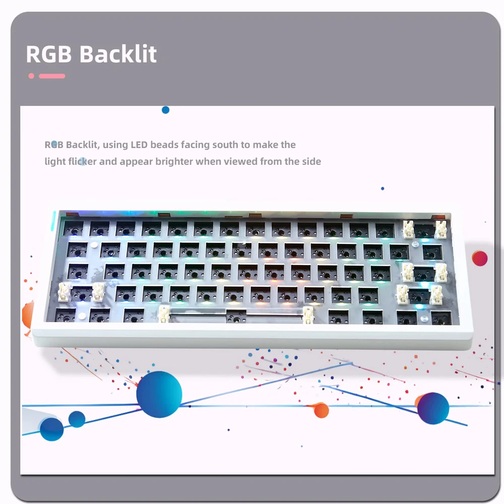 2 Colors GMK61 Mechanical Keyboard KIT 3 Mode With Display Screen RGB Backlit Gasket Structure Customized Hot Swap Keyboard