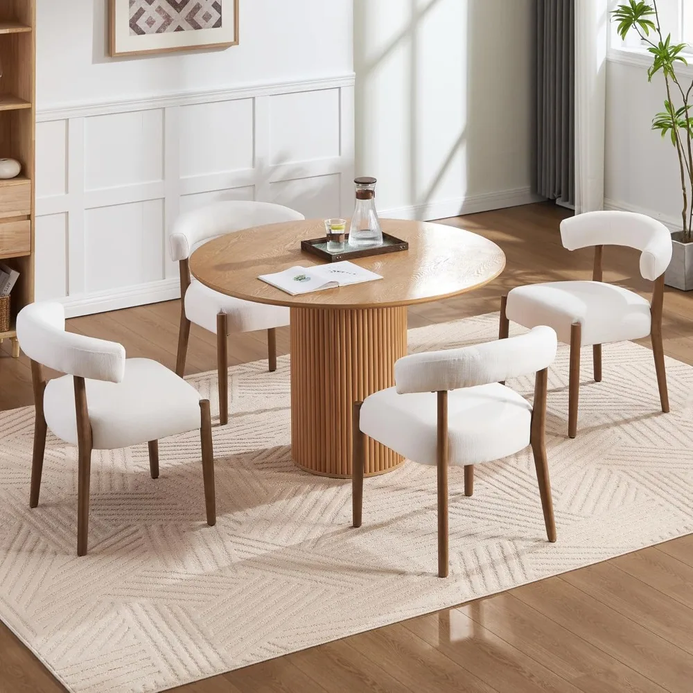 مجموعة كراسي تناول الطعام مكونة من 4 قطع، كراسي مطبخ منجدة مع ظهر مفتوح منحني، كراسي جانبية للكرسي المريح الحديث في منتصف القرن #1