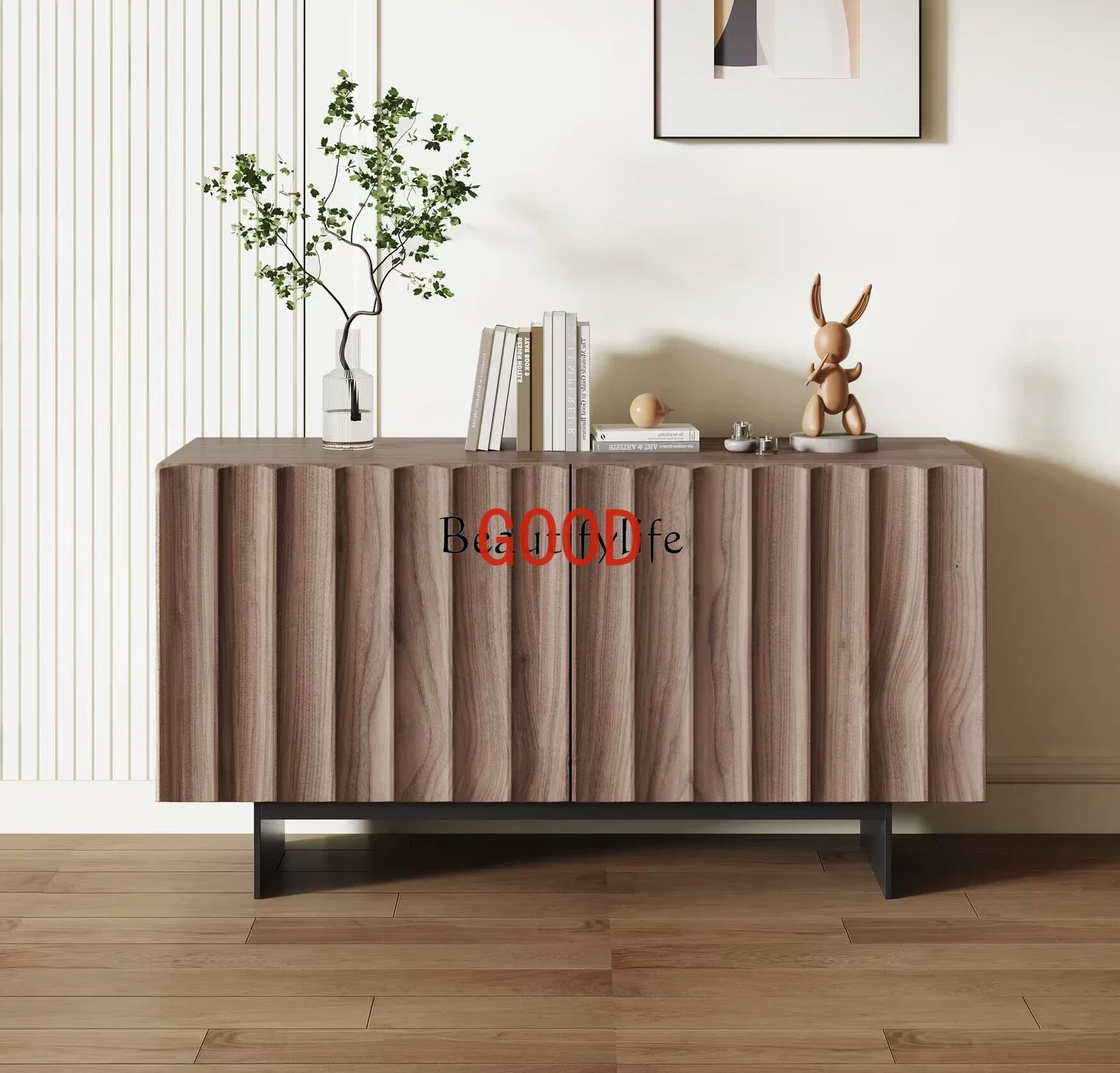 

North America Black Walnut Solid Wood Sideboard Restaurant Storage Hallway Shoe Cabinet