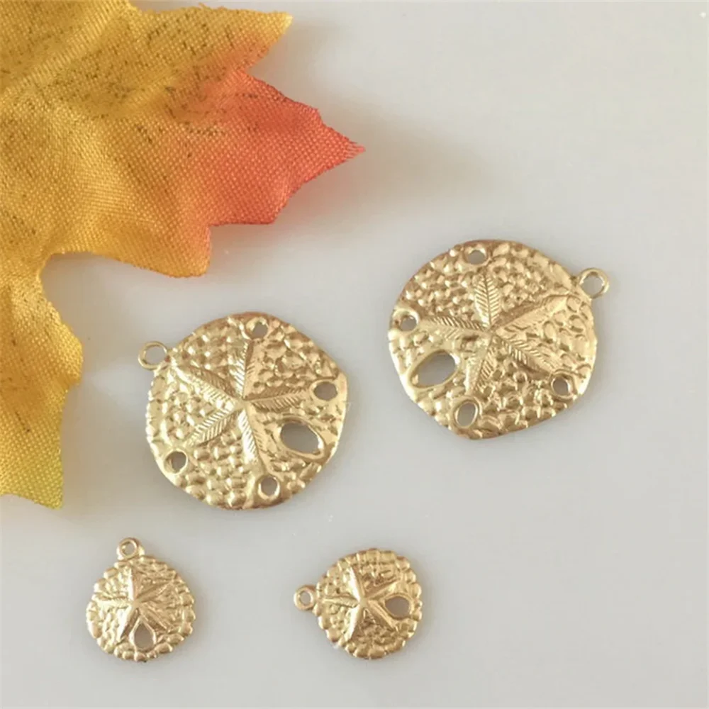 14K Gold Filled Small Sand Dollar Charms for Nautical Sea Ocean Beach Bracelet Necklace