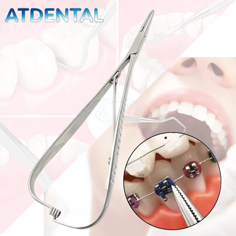 5pcs Dental Mathieu Elastic Placement Forceps Extra Fine Beak Orthodontic Ligature Ring Tools
