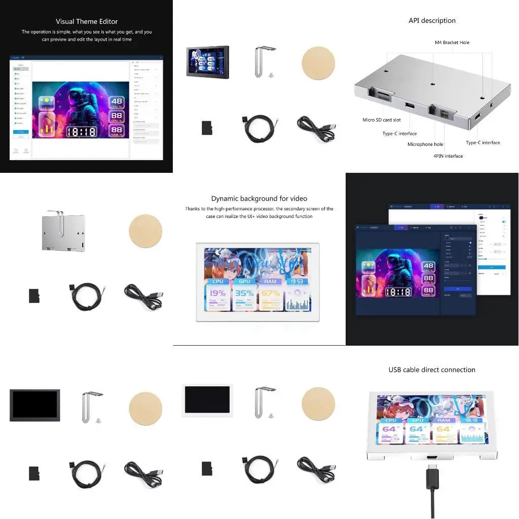 

20ce USB Computer Case вторичный экран многофункциональный красочный тип освещения для Mini Itx PC Case Cpu монитор графического