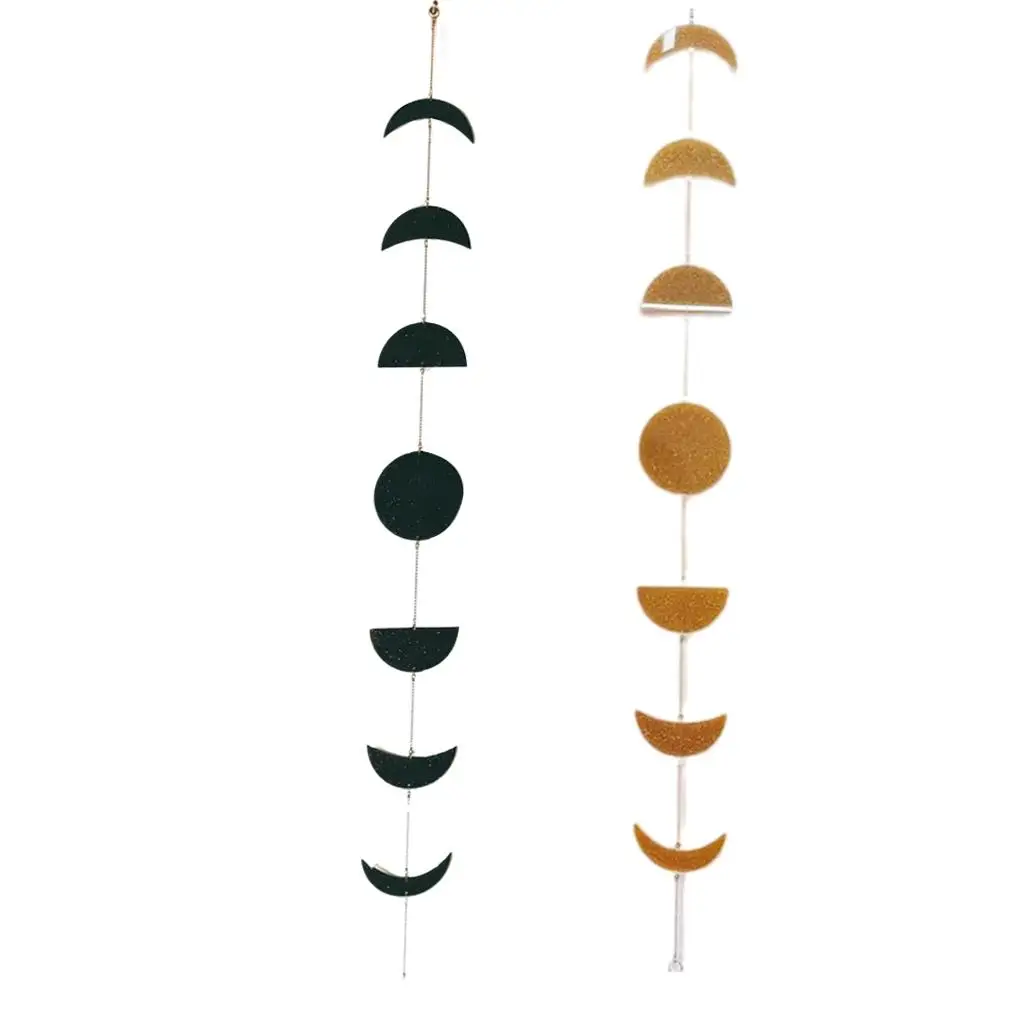 Black Gold Moon Phase Wall Hanging Boho Home Chic Moon Garland Decor BohoMoon Cycle Decor Home Wall Ornaments