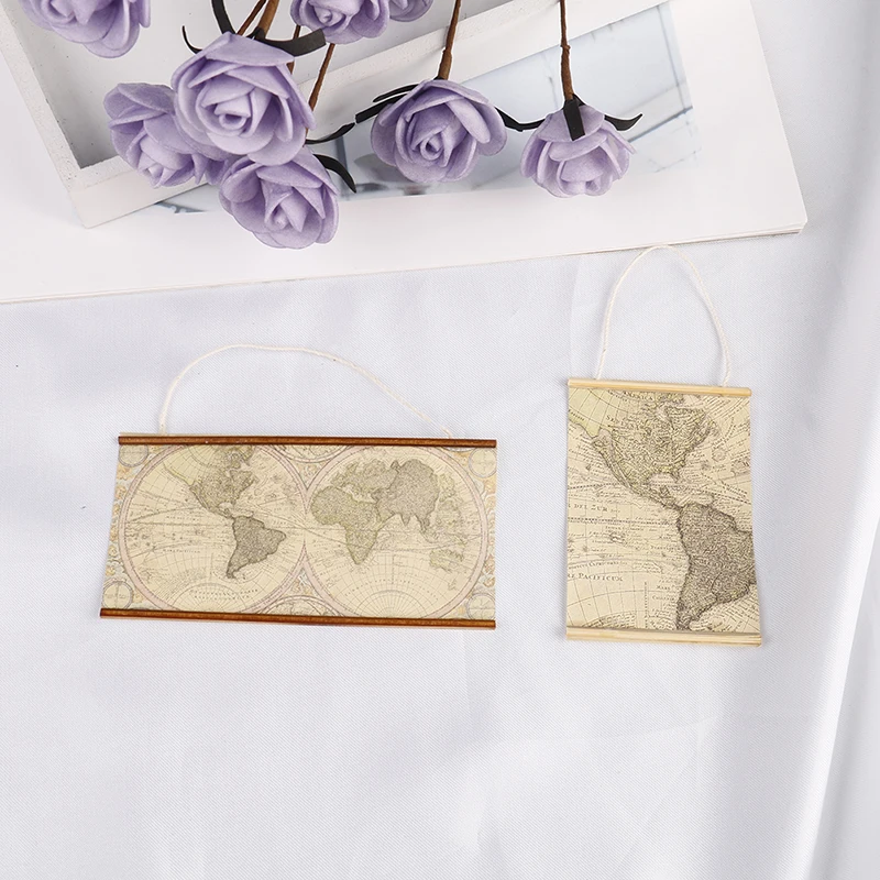 Mini mapa del mundo, muebles de simulación, modelo de juguete para decoración de casa de muñecas, accesorios en miniatura, venta al por mayor, 1/12