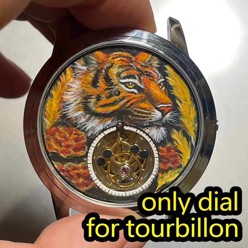 Customized dial Orphan Tourbillon winding Hand drawn dial The painting of a chess lady