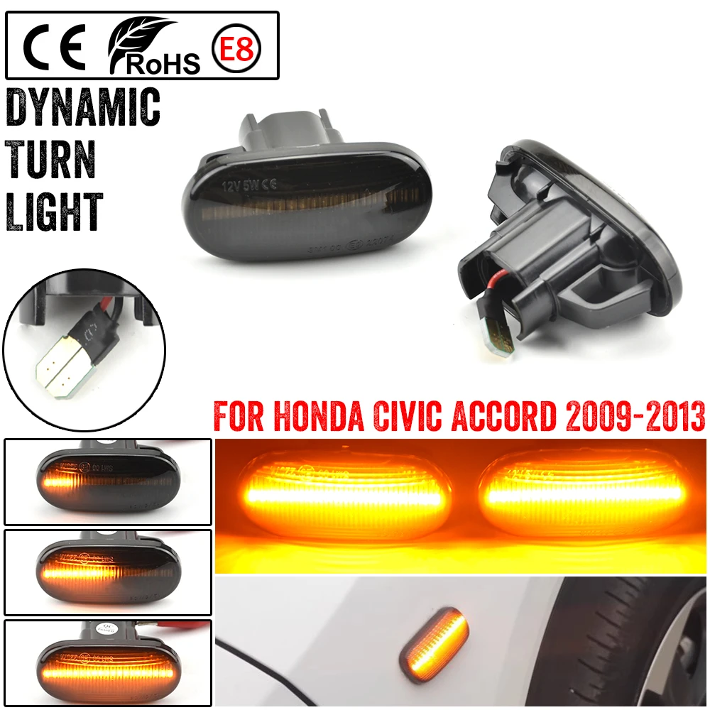 

2PCS Side Marker Light Side Lights For HONDA Civic 2009-2015 Accord 2008-2013 LED Dynamic Turn Signal Lamp 34301-SNW-003
