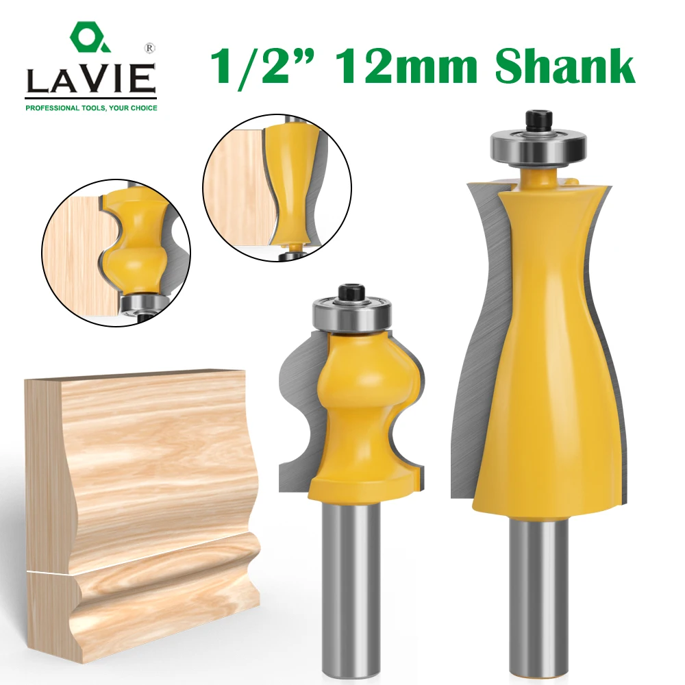 

LAVIE 2pcs 12mm 1/2" Shank Legs Foot Mold Router Bits Set Jewelry Box Side Milling Cutters Woodworking Cutter Tenon MC03071