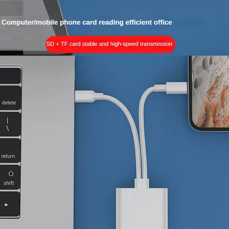 2-in-1 USB C Lightning Dual Port SD TF Memory Card Reader Adapter for  IPhone/IPad SD Card Reader Connector for Android Laptop