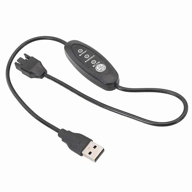 Kabel kipas Boost USB ke 12V, kabel kipas Boost USB ke 4 Pin dapat disesuaikan, 3 gir kecepatan dapat disesuaikan, kabel kipas sasis USB ke 12V
