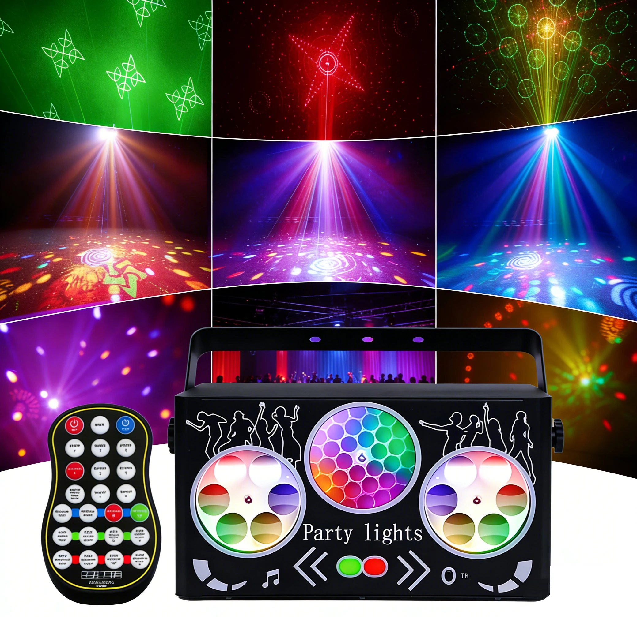 HCWE 5 in 1 RG Laser Light DMX512 Plug In Powered Pattern Projector For Wedding Live Show Club Banquet Event