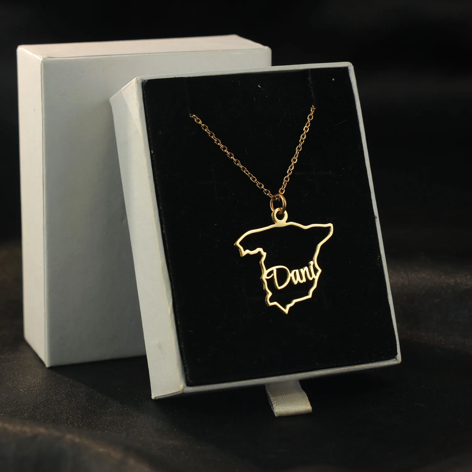 925 Silver Map Necklace Accept Different Country Shape With Personalized Name Necklace For Lover Wholesale