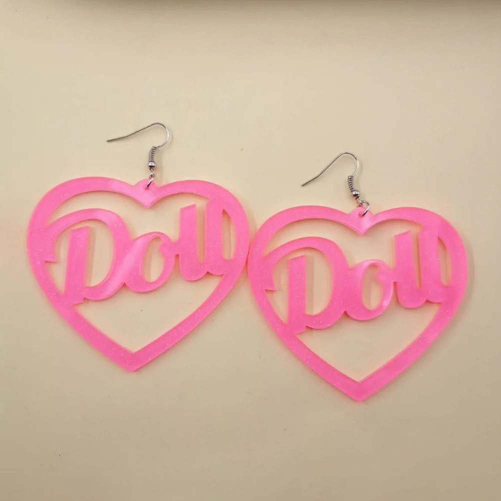 

3Pairs Peach Heart Earrings Acrylic Dangle Studs Durable Women Girls Party Gifts Jewelry Accessories Heart Earrings