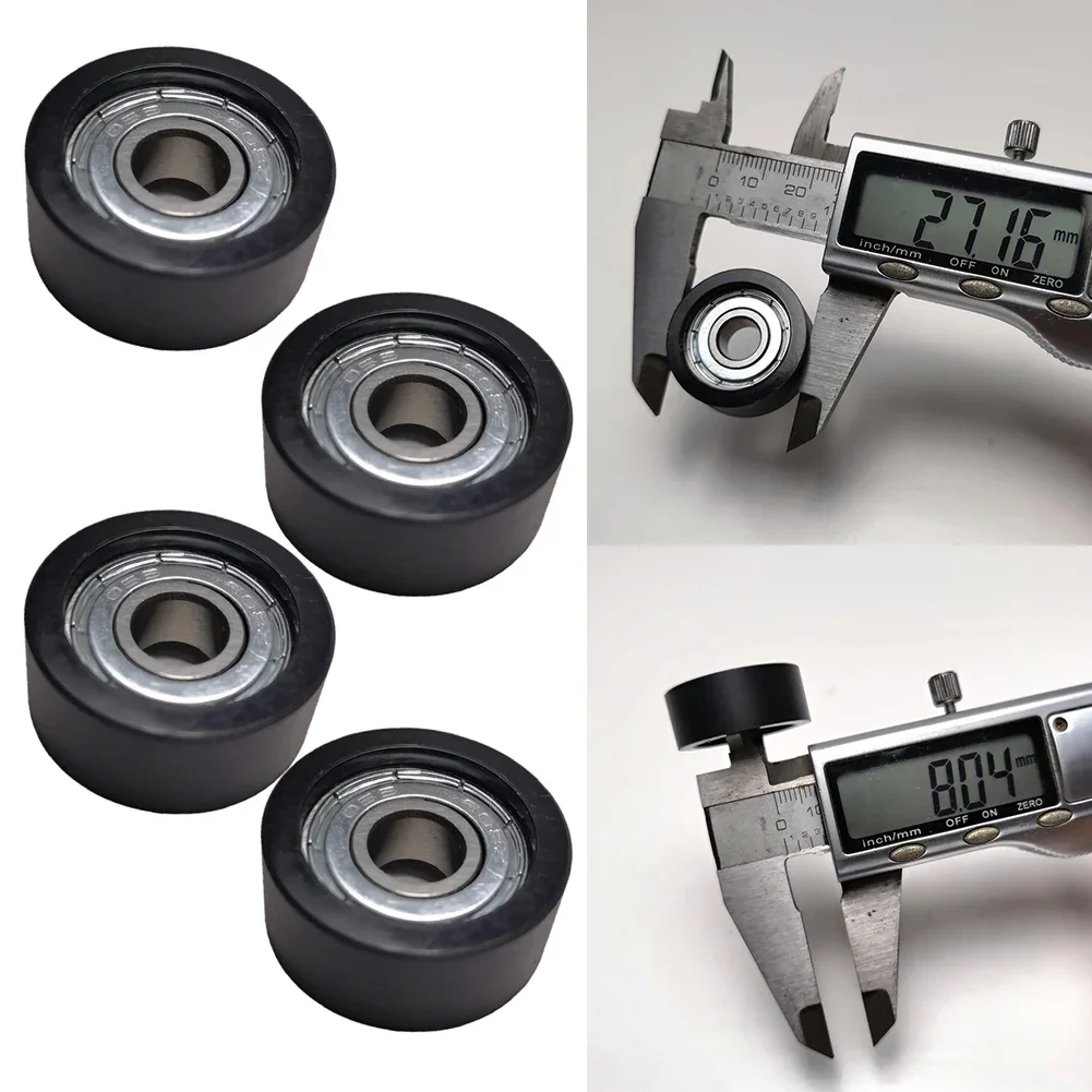 4 Pcs Nylon+steel Rowing Machine Seats Wheel PBearing Seats Cushion Moving Wheel 8*27*11mm Gear Passive Round Wheel Accessories