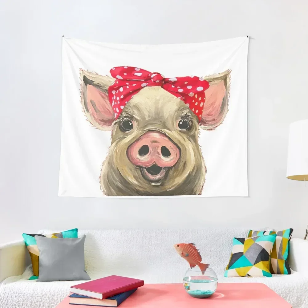 

Pig with Bandana art, Cute pig art Tapestry Art Mural Aesthetic Decoration Wall Deco Tapestry