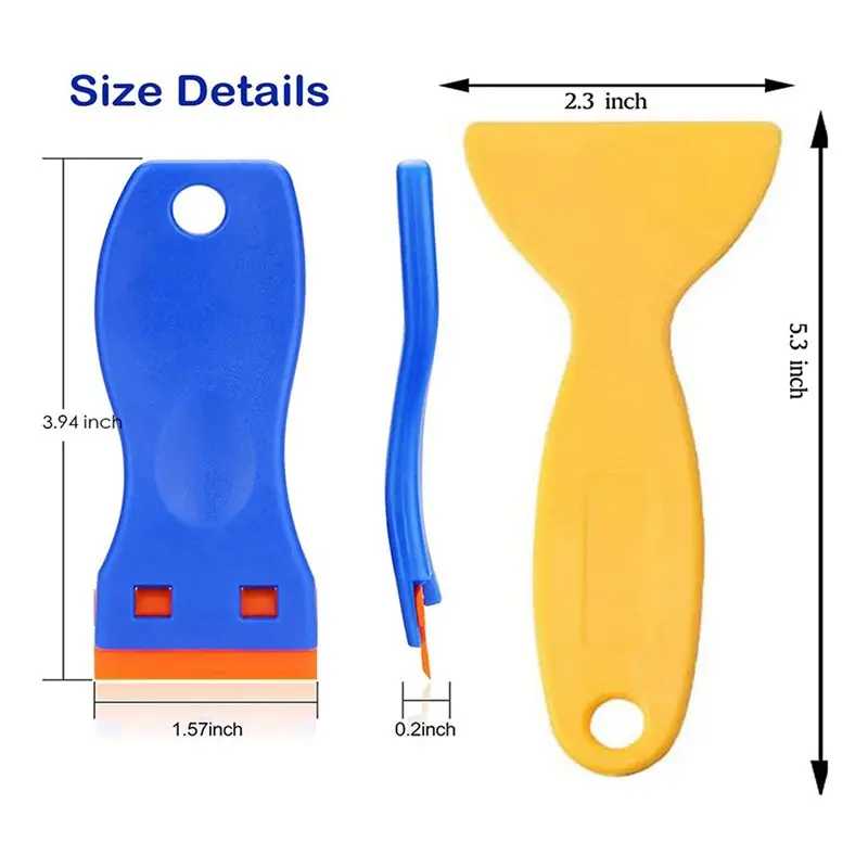9Pack Plastic Razor Blades Scraper Tool No Scratch Sticker Removal Scraper For Cleaning Adhesive Label Decal Glue From