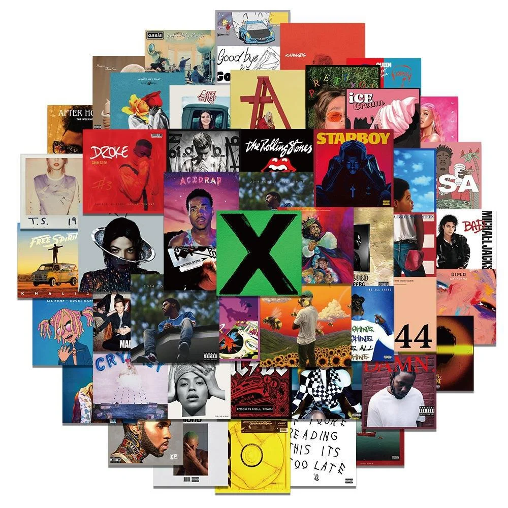 55PCS Artist Singers Album Cover Stickers For Luggage Phone 
