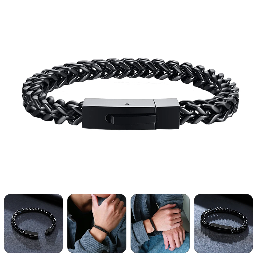 

Stainless Steel Bracelet Link Personality Hand Chain Lock Clasp Wrist Bangle Punk Fashionable Jewelry For Men Unisex Wearable