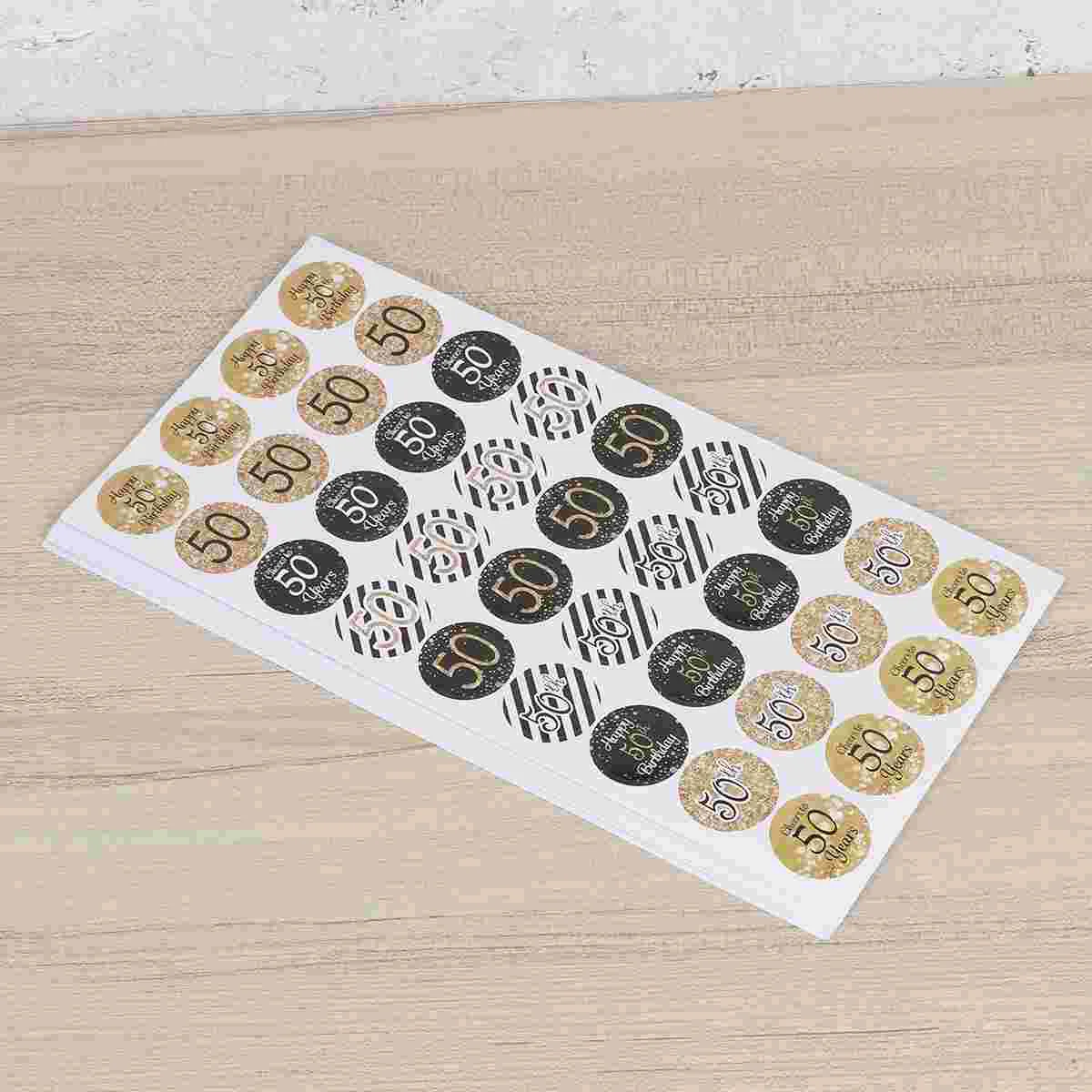 216 Pcs Stickers Labels Birthday Decals Commemorate Bottle Candy for Packaging 50th