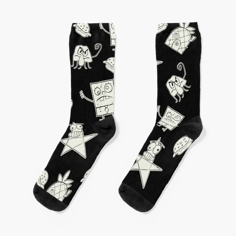 Doodle Bob Pattern Socks retro colored golf Socks Girl Men's