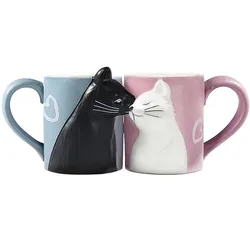Couple Gifts, Cute Kissing Cat Cups, Couple Supplies, Ceramic Coffee Cups, Wedding Gifts, Anniversary Engagement Gifts, Couple Cat Lovers 12oz, a Very Perfect Valentine's Day Gift