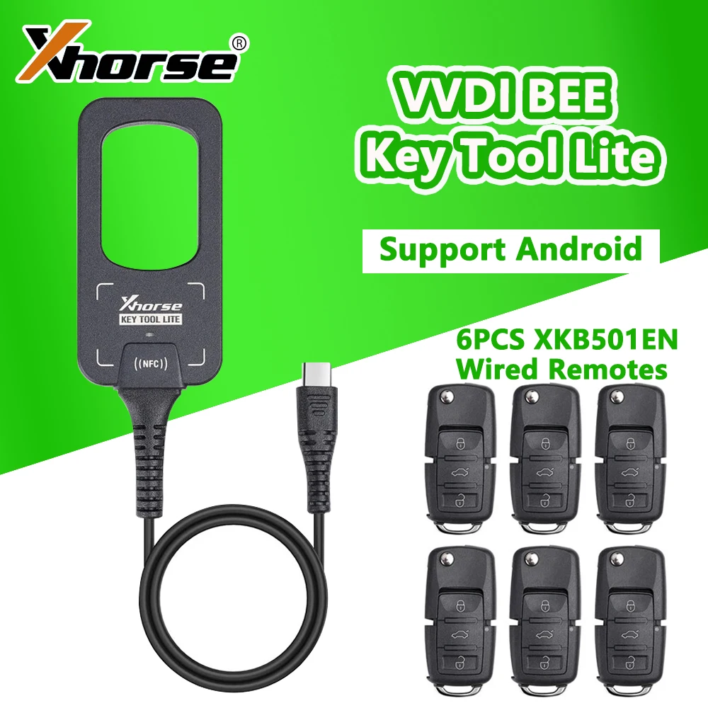 

Xhorse VVDI BEE Key Tool Lite Frequency Detection Transponder Clone with 6 XKB501EN Wire Support Android with Type C Port