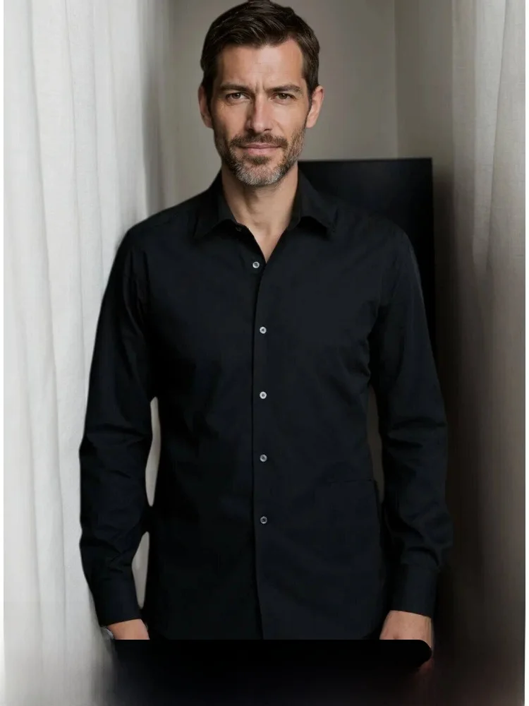 

Artistic Long Sve Wior Collar Silk Blend Busin irt for Men Breathable Polyester Modal Lycra Blend Comfortable Fit