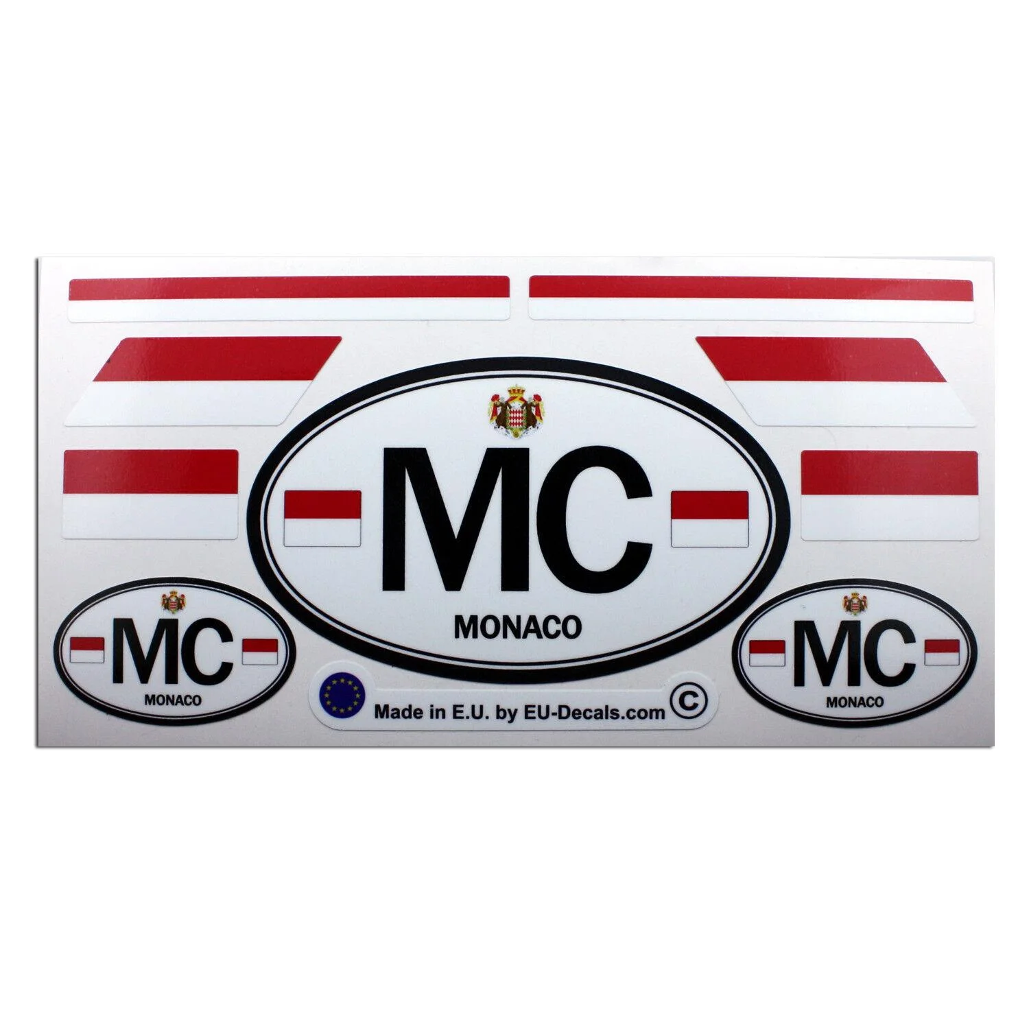 For Set of 9 Monaco flags and letters MC car country sign Laminated Decals Stickers