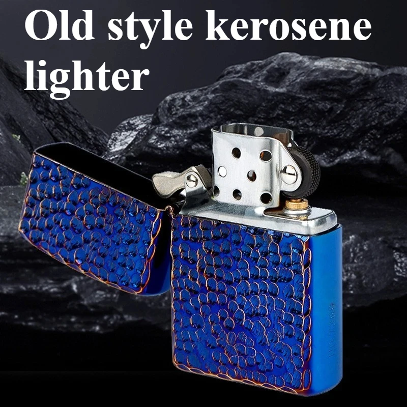 NEW Advanced Front Crater Personalized Creativity Vintage Blue Ice Paint Lighter Men's Cigarette Lighter Gift